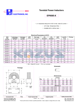 EP9585-1 datasheet - Toroidal Power Inductors