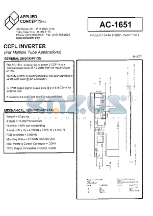 AC-1651 datasheet - CCFL INVERTER