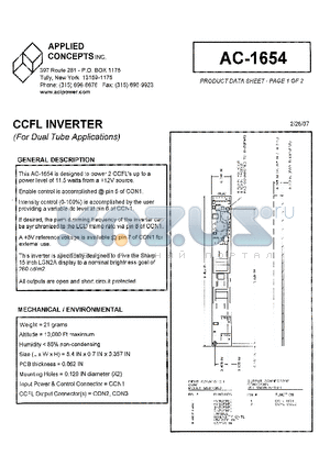 AC-1654 datasheet - CCFL INVERTER