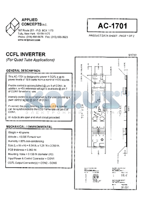 AC-1701 datasheet - CCFL INVERTER