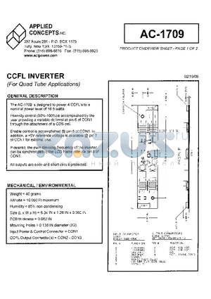 AC-1709 datasheet - CCFL INVERTER