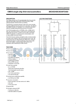 80C453 datasheet - CMOS single-chip 8-bit microcontrollers