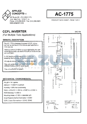 AC-1775 datasheet - CCFL INVERTER