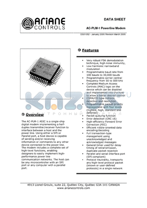 AC-PLM-1 datasheet - AC-PLM-1 Powerline Modem