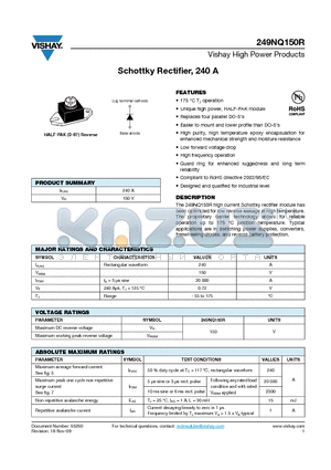 249NQ150R datasheet - Schottky Rectifier, 240 A