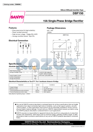 DBF150 datasheet - 15A Single-Phase Bridge Rectifier