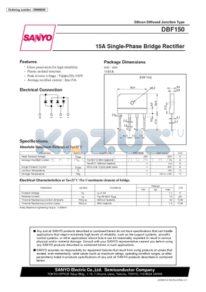 DBF150 datasheet - 15A Single-Phase Bridge Rectifier