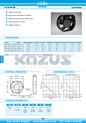 DBF17250B115MT datasheet - AC COOLING FAN 172x150x50mm