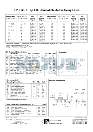 EP9677-20 datasheet - 8 Pin SIL 5 Tap TTL Compatible Active Delay Lines