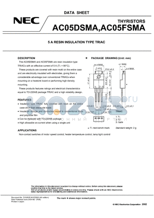 AC05DSMA datasheet - 5 A RESIN INSULATION TYPE TRIAC