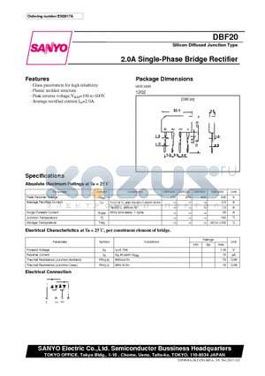 DBF20 datasheet - 2.0A Single-Phase Bridge Rectifier