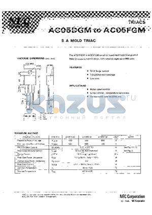 AC05FGM datasheet - 5 A MOLD TRIAC