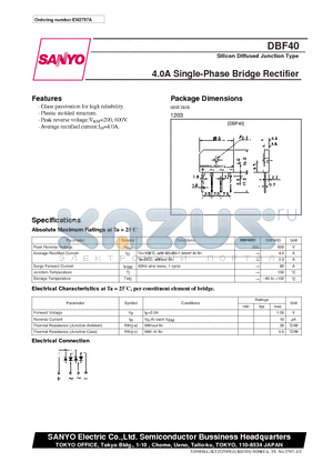 DBF40_09 datasheet - 4.0A Single-Phase Bridge Rectifier