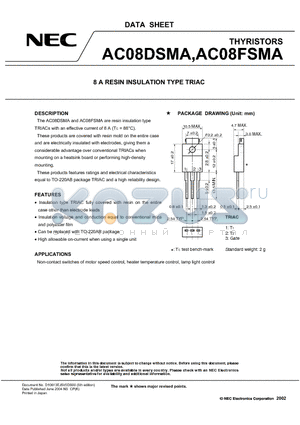 AC08DSMA datasheet - 8A RESIN INSULATION TYPE TRIAC