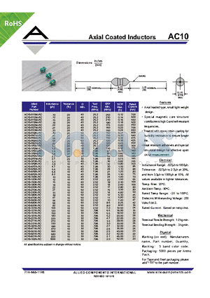 AC10-121K-RC datasheet - Axial Coated Inductors