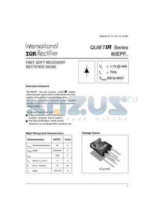 80EPF datasheet - FAST SOFT RECOVERY RECTIFIER DIODE