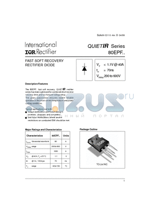 80EPF04 datasheet - FAST SOFT RECOVERY RECTIFIER DIODE