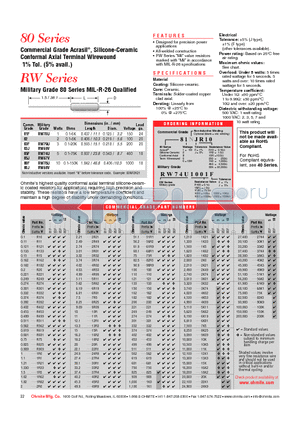 80F1R0 datasheet - Military Grade 80 Series MIL-R-26 Qualified