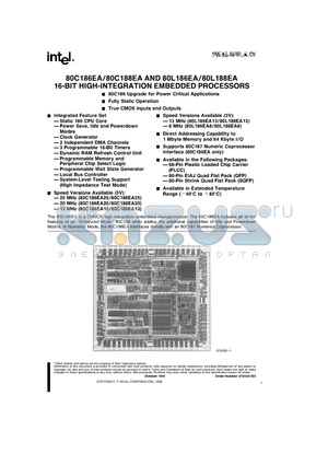 80L186EA datasheet - 16-BIT HIGH-INTEGRATION EMBEDDED PROCESSORS