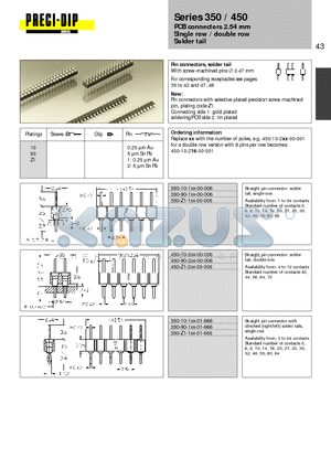 450-10-216-00-006 datasheet - PCB connectors 2.54 mm Single row / double row Solder tail