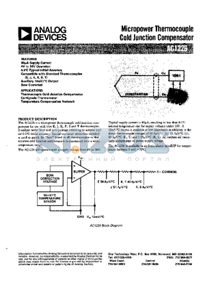 AC1226 datasheet - Micropower Thermocouple Cold Junction Compensator
