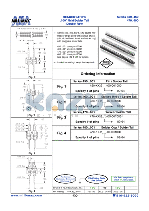 450-40-202-00-001000 datasheet - HEADER STRIPS .100 Grid Solder Tail Double Row