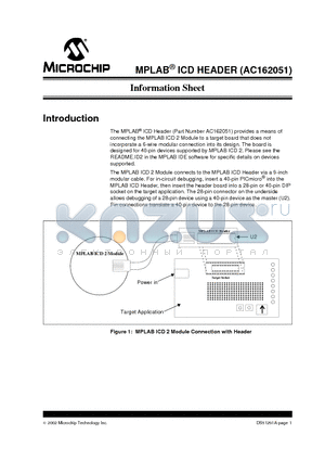 AC162051 datasheet - MPLAB^ ICD HEADER