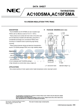 AC10DSMA datasheet - 10 A RESIN INSULATION TYPE TRIAC