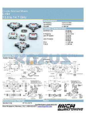 C13H datasheet - Double Balanced Mixers 13.8 to 14.7 GHz