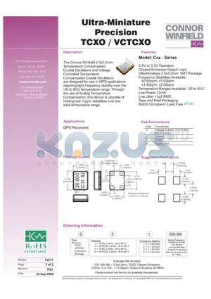 C14020.0M datasheet - Ultra-Miniature Precision TCXO / VCTCXO