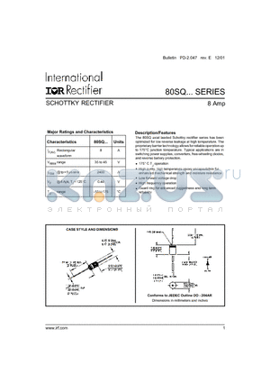 80SQ datasheet - SCHOTTKY RECTIFIER