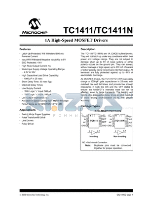 C1411NCUA713 datasheet - 1A High-Speed MOSFET Drivers