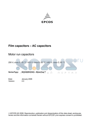 B32320C1805J010 datasheet - Film capacitors - AC capacitors