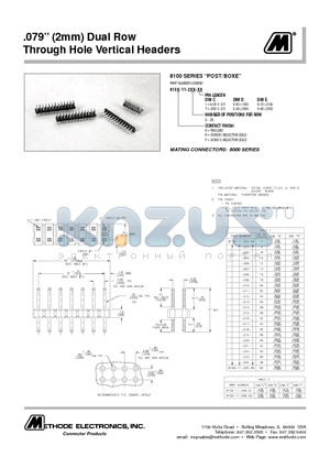 8100-11-211 datasheet - .079 (2mm) Dual Row Through Hole Vertical Headers