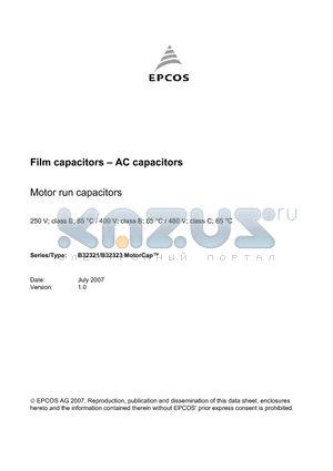 B32321B4356J010 datasheet - Film capacitors - AC capacitors