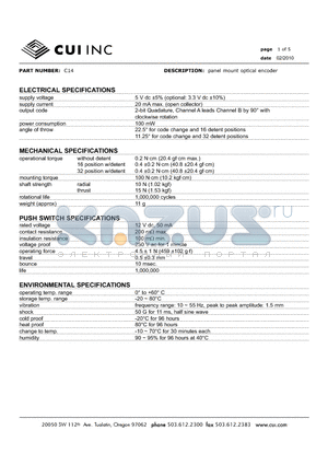 C14D16N-A2A datasheet - panel mount optical encoder