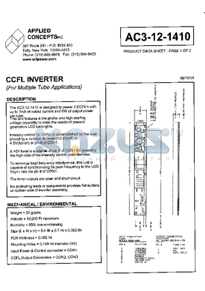 AC3-12-1410 datasheet - CCFL INVERTER