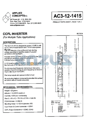 AC3-12-1415 datasheet - CCFL INVERTER