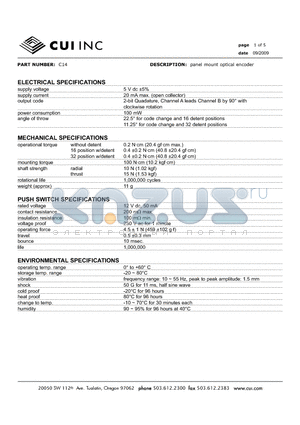 C14D16N-E1A datasheet - panel mount optical encoder