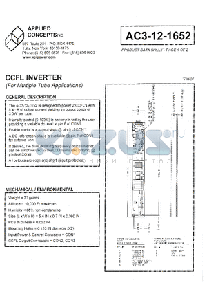 AC3-12-1652 datasheet - CCFL INVERTER