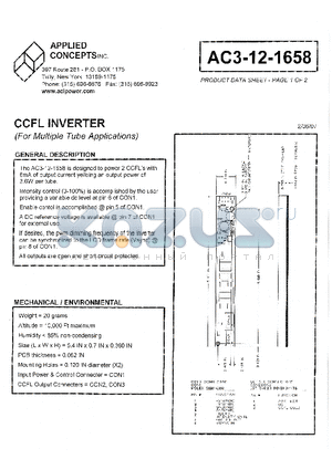 AC3-12-1658 datasheet - CCFL INVERTER