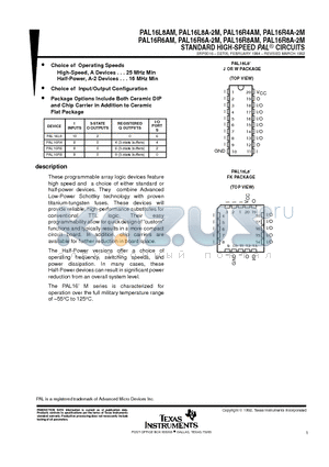 8103607RA datasheet - STANDARD HIGH-SPEED PAL CIRCUITS