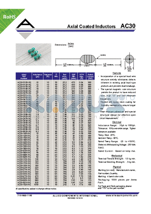 AC30-150K-RC datasheet - Axial Coated Inductors