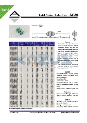 AC30-120K-RC datasheet - Axial Coated Inductors
