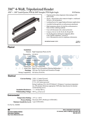 81068-600C04 datasheet - .050  .100 Latch/Ejector, PTH & SMT Straight, PTH Right Angle 810 Series