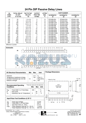 EPA060-20C datasheet - 24 Pin DIP Passive Delay Lines