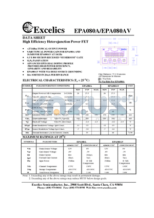 EPA080A datasheet - High Efficiency Heterojunction Power FET