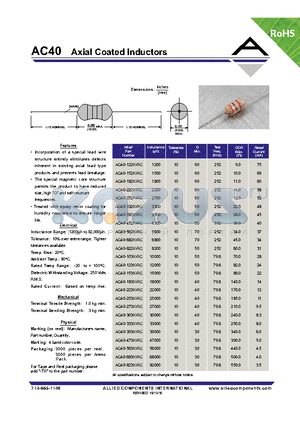 AC40-122K-RC datasheet - Axial Coated Inductors