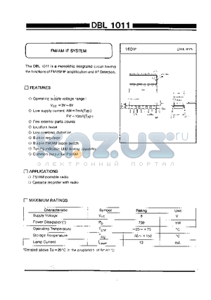 DBL1011 datasheet - FM/AM IF SYSTEM