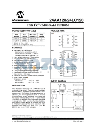 24AA128ESM datasheet - 128K I 2 C  CMOS Serial EEPROM